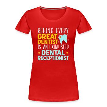Emploi d’assistant dentaire Assistant(e) dentaire(s) Assistant(e) dentaire(s) - T-shirt bio Premium Femme - rouge - Devant - Mia (176cm)