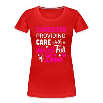 À l’époque de mon aidant, Aidant, Infirmière aidante - T-shirt bio Premium Femme - rouge - Devant - Mia (176cm)