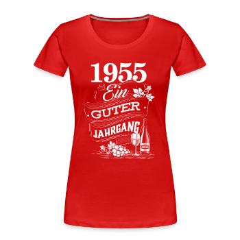 1955 Geburtsjahr Geburtstag Jahrgang - Frauen Premium Bio T-Shirt - Rot - Vorne - Mia (176cm)