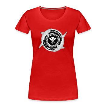 Kanaka Maoli Requin à pointes noires - T-shirt bio Premium Femme - rouge - Devant - Mia (176cm)