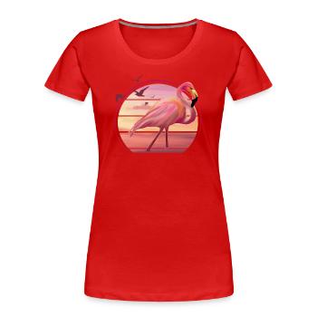 Flamingo beach vibes- Sunset Summer Illustration - Women's Premium Organic T-Shirt - red - Front - Mia (176cm)