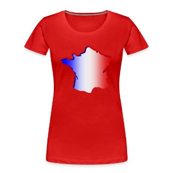 Rote, weiße und blaue Verlaufskarte von Frankreich - Frauen Premium Bio T-Shirt - Rot - Vorne - Mia (176cm)