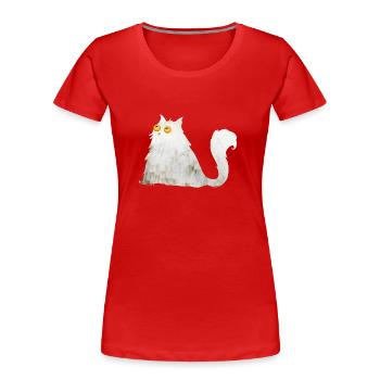 mollige Katze - Frauen Premium Bio T-Shirt - Rot - Vorne - Mia (176cm)