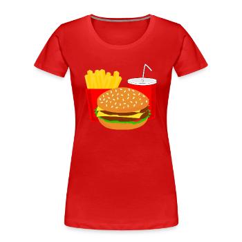 Burger Menu Fast Food Cola Gift Gift Idea - Women's Premium Organic T-Shirt - red - Front - Mia (176cm)