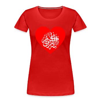 Coeur pour Allah, l'islam, les musulmans, le Coran et Mahomet - T-shirt bio Premium Femme - rouge - Devant - Mia (176cm)