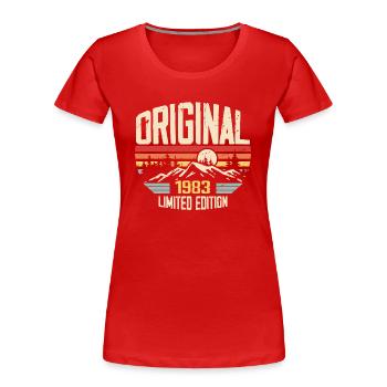 Nostalgisch 1983 Geburtstagsgeschenk 1983 - Frauen Premium Bio T-Shirt - Rot - Vorne - Mia (176cm)