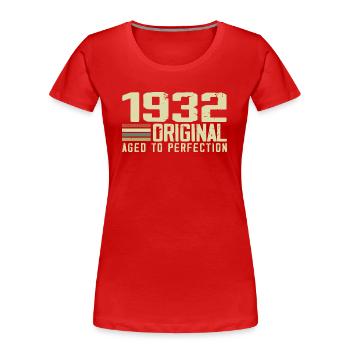 Jahrgang 1932 - Jahrgang 1932 - 92. Retro-Geburtstag - Frauen Premium Bio T-Shirt - Rot - Vorne - Mia (176cm)
