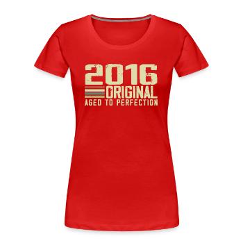 Born in 2016 - Vintage 2016 - 8th Anniversary Retro - Women's Premium Organic T-Shirt - red - Front - Mia (176cm)
