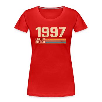 Vintage 1997 Anniversaire Rétro - Né en 1997 - T-shirt bio Premium Femme - rouge - Devant - Mia (176cm)