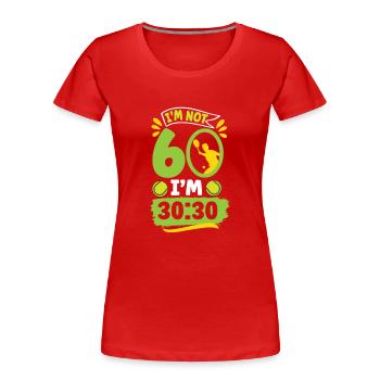 60. Geburtstags-tennis-lustiger - Frauen Premium Bio T-Shirt - Rot - Vorne - Mia (176cm)