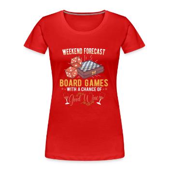 Vin Jeux de société Jeu d’échecs Jeu de société Jeu d’argent - T-shirt bio Premium Femme - rouge - Devant - Mia (176cm)