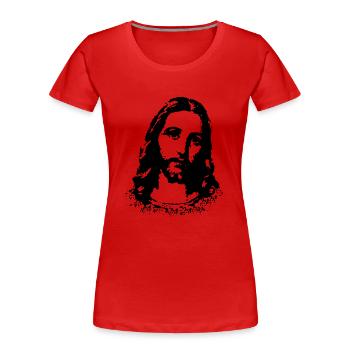 Jesus - Frauen Premium Bio T-Shirt - Rot - Vorne - Mia (176cm)