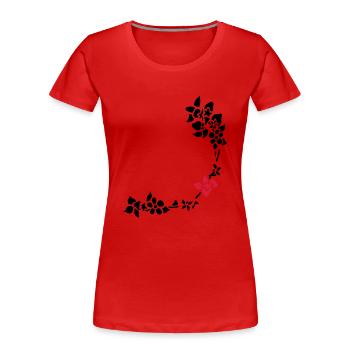 flower around right corner - Women's Premium Organic T-Shirt - red - Front - Mia (176cm)