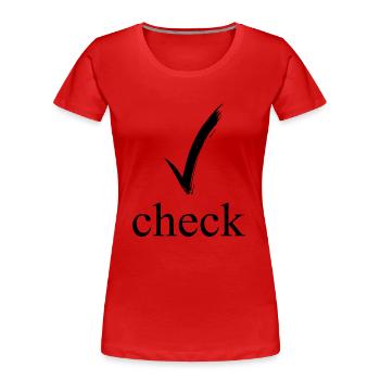 check - Frauen Premium Bio T-Shirt - Rot - Vorne - Mia (176cm)
