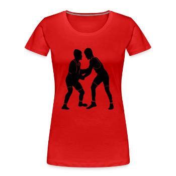 Ringen - Frauen Premium Bio T-Shirt - Rot - Vorne - Mia (176cm)