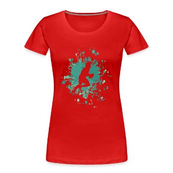 Quarterback Color Splash - T-shirt bio Premium Femme - rouge - Devant - Mia (176cm)