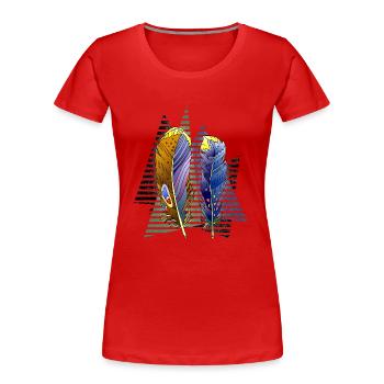 Feder - Frauen Premium Bio T-Shirt - Rot - Vorne - Mia (176cm)