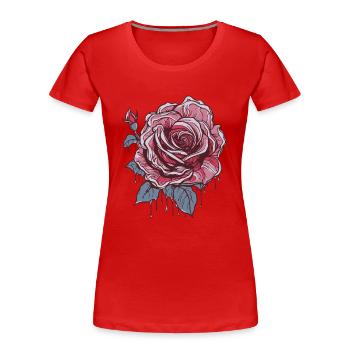 Rote Rose - Frauen Premium Bio T-Shirt - Rot - Vorne - Mia (176cm)