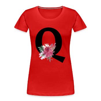 Blumenbuchstabe q - Frauen Premium Bio T-Shirt - Rot - Vorne - Mia (176cm)