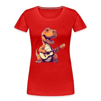 Trex Giitarrist Gitarrenspieler - Frauen Premium Bio T-Shirt - Rot - Vorne - Mia (176cm)