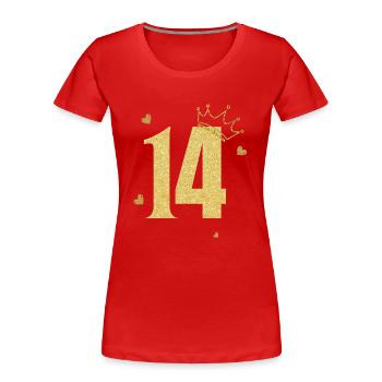 14th Anniversary Golden Crown - Women's Premium Organic T-Shirt - red - Front - Mia (176cm)