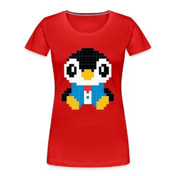 Ein Pinguin im pixeligen Anzug - Frauen Premium Bio T-Shirt - Rot - Vorne - Mia (176cm)