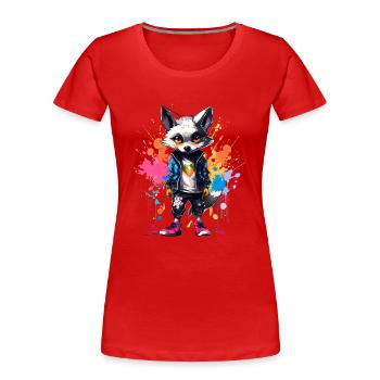 Fox in the Art House: A Crafted Tee Full of Flair! - Women's Premium Organic T-Shirt - red - Front - Mia (176cm)