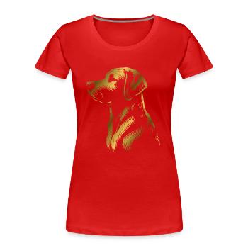 Labrador Zeichnung Kopf gold - Frauen Premium Bio T-Shirt - Rot - Vorne - Mia (176cm)