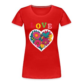 Amour - Liebe - Coeur - Frauen Premium Bio T-Shirt - Rot - Vorne - Mia (176cm)