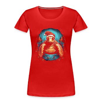 Tortue de mer avec Noël, tortues d’amour - T-shirt bio Premium Femme - rouge - Devant - Mia (176cm)