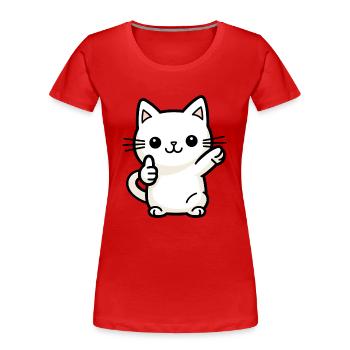 Cat - Dabbing Cat - Women's Premium Organic T-Shirt - red - Front - Mia (176cm)