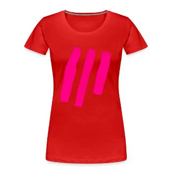 Streifen - Pink - Frauen Premium Bio T-Shirt - Rot - Vorne - Mia (176cm)