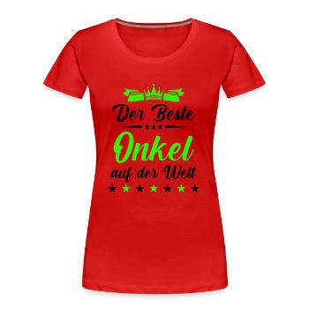 Meilleur oncle du monde entier - T-shirt bio Premium Femme - rouge - Devant - Mia (176cm)