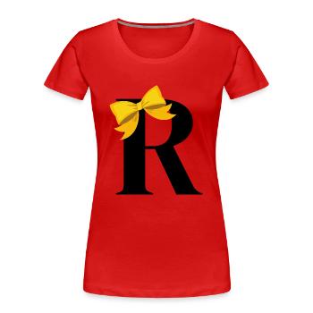 Buchstabe r gelbe Schleife - Frauen Premium Bio T-Shirt - Rot - Vorne - Mia (176cm)