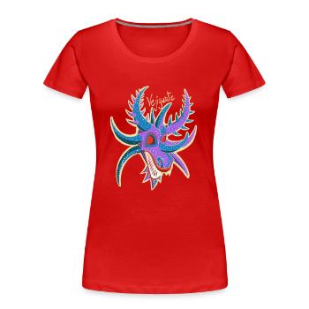 Vejigante Maske - Frauen Premium Bio T-Shirt - Rot - Vorne - Mia (176cm)