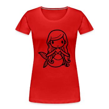 Meerjungfrau - Frauen Premium Bio T-Shirt - Rot - Vorne - Mia (176cm)