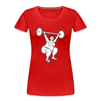 Grosse dame au squat - T-shirt bio Premium Femme - rouge - Devant - Mia (176cm)