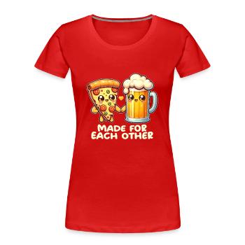 Pizza und Bier - Frauen Premium Bio T-Shirt - Rot - Vorne - Mia (176cm)