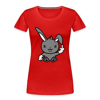 Hase Mittelfinger Zeigen Böse Frech Beleidigend - Frauen Premium Bio T-Shirt - Rot - Vorne - Mia (176cm)