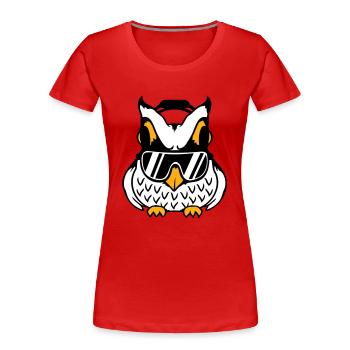 hibou écouteurs lunettes de soleil musique cool soirée d’écoute - T-shirt bio Premium Femme - rouge - Devant - Mia (176cm)