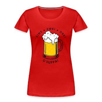 Comme zwei drei - g’sigh ! - T-shirt bio Premium Femme - rouge - Devant - Mia (176cm)