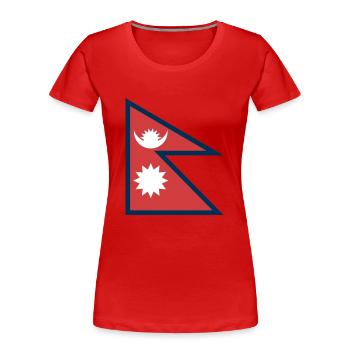 Nepal - Frauen Premium Bio T-Shirt - Rot - Vorne - Mia (176cm)