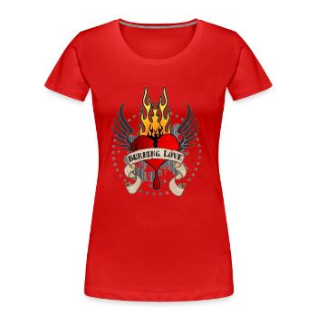 Burning Love (Heart & bannière) 03 - T-shirt bio Premium Femme - rouge - Devant - Mia (176cm)
