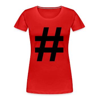 raute hashtag # - Frauen Premium Bio T-Shirt - Rot - Vorne - Mia (176cm)