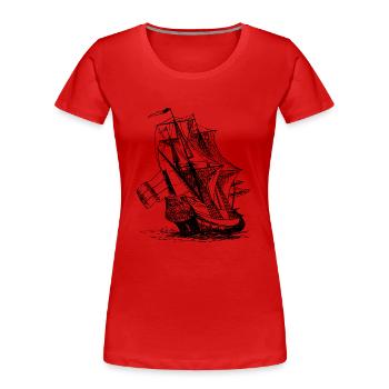 boat sailing boat uboot sailboat sailing yacht - Women's Premium Organic T-Shirt - red - Front - Mia (176cm)