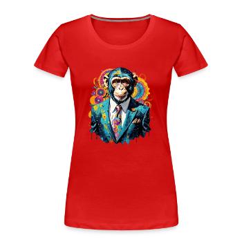 Affe im Anzug - Frauen Premium Bio T-Shirt - Rot - Vorne - Mia (176cm)
