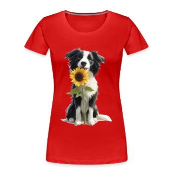 Border Collie - Frauen Premium Bio T-Shirt - Rot - Vorne - Mia (176cm)