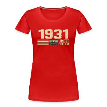 Born in 1931 - Vintage 1931 - 93rd Retro Birthday - Women's Premium Organic T-Shirt - red - Front - Mia (176cm)