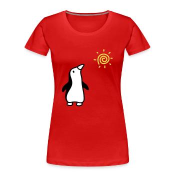 Penguin + soleil - T-shirt bio Premium Femme - rouge - Devant - Mia (176cm)
