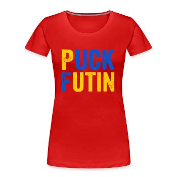 Puck futin - Frauen Premium Bio T-Shirt - Rot - Vorne - Mia (176cm)